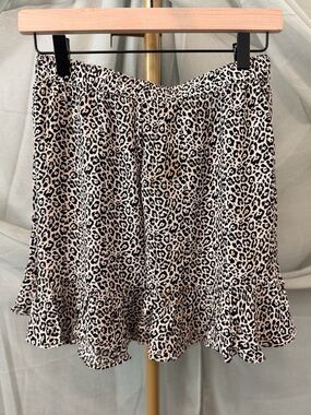 American Eagle Outfitters Black and Tan Leopard Print Mini Skirt